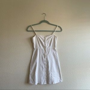 White linen button-up dress